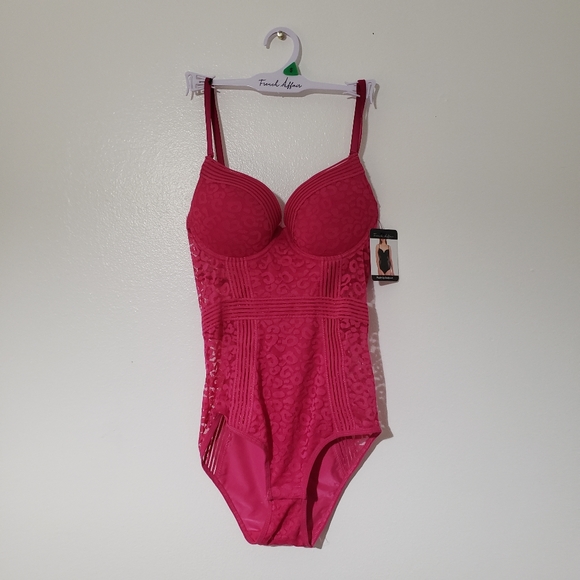 FRENCH AFFAIR Push Up BodySuit Lacey Cheetah Print Pink - Picture 6 of 16